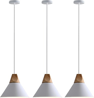 #ad #ad Modern Pendant Lights Kitchen Island Solid Wood Matte White 3 Pack $130.00