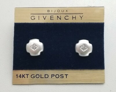 #ad Vintage Bijoux Givenchy Silver Cubic Zirconia 14k Post Pierced Earrings ☆ New $52.79