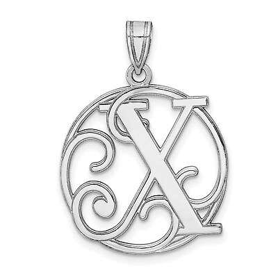 #ad Sterling Silver Fancy Script Letter X Initial Charm Pendant $45.99