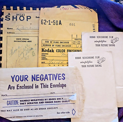#ad Vintage Film Negative Developing Envelopes Kodak Verichrome Fotocrafters Lot $17.99