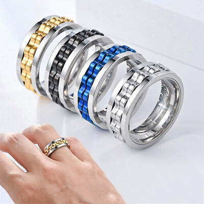 #ad Fashion Punk Style Gear Rotating Ring Titanium Steel Men Wedding Finger Rings $2.39