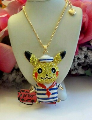 #ad BETSEY JOHNSON CUTE CRYSTAL WITH ENAMEL SAILOR MOUSE PENDANT NECKLACE $31.99
