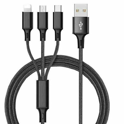#ad NEW Fast USB Charging Cable Universal 3 in 1 Multi Function Cell Phone Charger $2.81