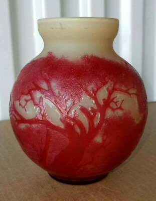 #ad Vintage Galle Style Acid Etched Vase 5.25quot; high. $95.00