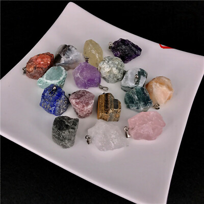 #ad Natural Point Stone Pendants Pendulum Purple Healing Crystal Chakra Reiki Beads $3.39