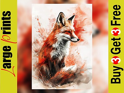 #ad Watercolor Fox Print A3 A2 A1 amp; A0 Elegant Wildlife Matte Artwork Home Decor GBP 49.99