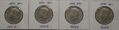 #ad Group of Four JFK Half Dollars from the 1970s Denver Mint VF Condition $12.99