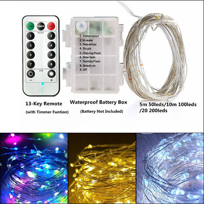 #ad 5 10M LED String Battery Copper Wire Fairy String Lights Party w Remote Timer $10.09