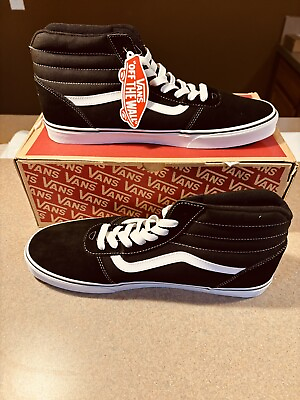 #ad Vans Ward Hi Skate Shoes Suede Canvas Black White Mens Size 14 Retail $64.99 $29.95
