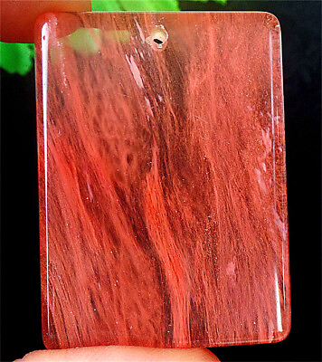 #ad 48x35x6mm Red Cherry Quartz Oblong Reiki Healing Pendant Bead BV65961 $8.99