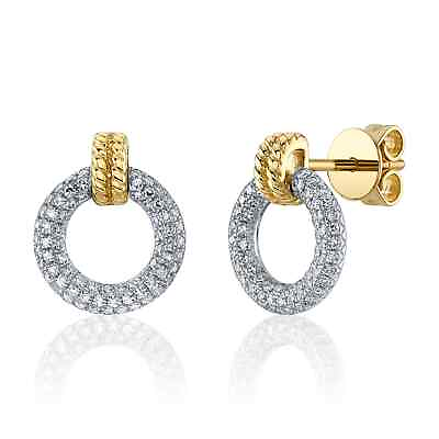 #ad 14K Gold Diamond Open Circle Earrings 0.30 CTW Natural Drop Stud $995.00