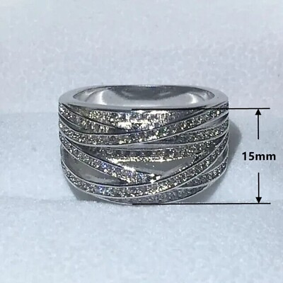 #ad 3Ct Round Cut Real Moissanite Women#x27;s Vintage Band Ring 14K White Gold Plated $138.38