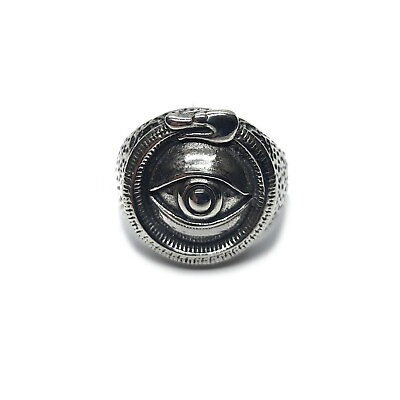 #ad Handmade Sterling Silver Ring Eye Uroboros Snake Genuine Solid Hallmarked 925 $44.70