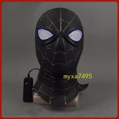 #ad Eye Light Black Golden Spider Man: No way Home Mask Latex Helmet Gift Wearable $30.68