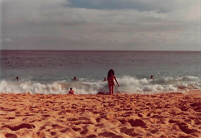 #ad Vintage 70#x27;s Color Photo Honolulu Hawaii Black Americana Woman Beach Summer #5 $3.50