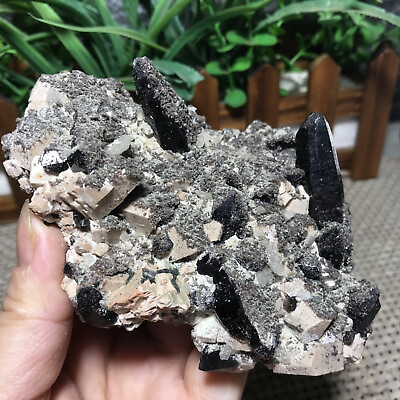 #ad 331g Natural Beautiful Black Quartz Crystal Cluster Mineral Specimen Rare mh1324 $35.77