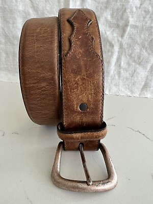 #ad JUSTIN Men#x27;s Belt Size 38 Style 172BY Brown Leather Cowhide USA Made $30.00