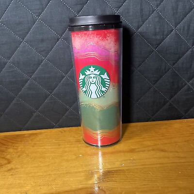 #ad Starbucks Happy Holidays Travel Tumbler Limited Edition 16 oz. Red Green $7.50