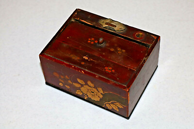 #ad Vintage Old Box Asian Wood Old Unique lacquer Patina Steam Cosplay Prop ASIS WI $32.95