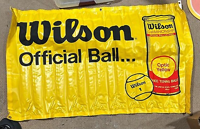 #ad Vintage 1980#x27;s WILSON Official Tennis Balls Union Made Plastic Yellow Banner USA $48.75