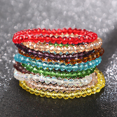 #ad #ad Elegant Crystal Beaded Lucky Bracelet Elastic Bangle Women Wedding Jewelry Gifts C $1.61