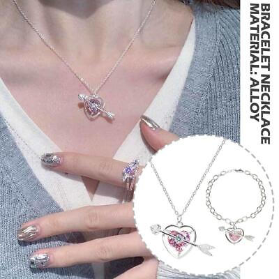 #ad Alloy Pink Heart Pendant Bracelet Necklace 2024Best $1.06