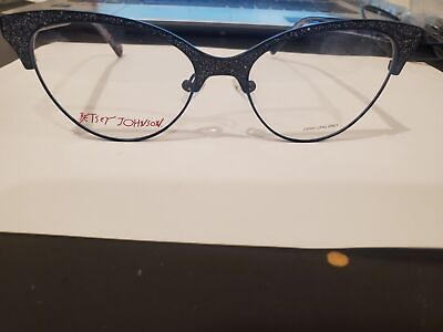 #ad BETSEY JOHNSON FLARE NAVY GLITTER New Designer Eyeglasses 53 17 140MM NEW $49.00