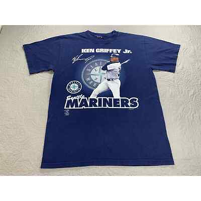 #ad Vintage Ken Griffey Jr Shirt 90s 1999 Blue Player Tee Mariners MLB Face Baseball $75.00