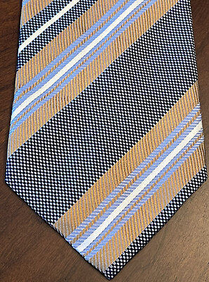 #ad Paul Dione Blue Gold Black Hand Made 100% Silk Men’s Neck Tie Made In Italy $15.99