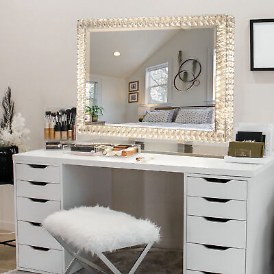 #ad Modern Bedroom LED Crystal Mirror Light Vanity Lights Tabletop W Dimmable Lights $389.80