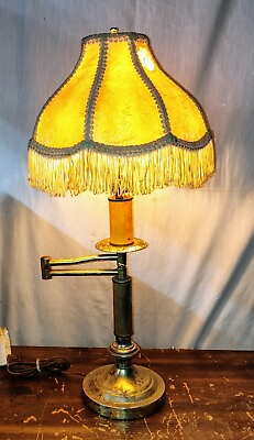 #ad Vintage Rare Brass Swirl Handle Table Reeding Lamp $34.99