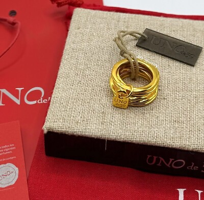 #ad #ad NEW UNO de 50 Chunky Statement Ring • Gold Size 8 • AUTHENTIC Red Bag amp; COA $49.99