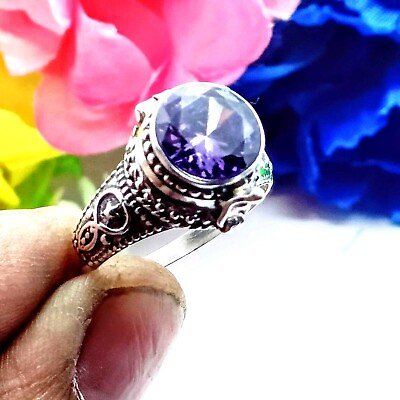 #ad Amethyst Gemstone Poison Ring 925 Sterling Silver Handmade Poison RingAll Size $19.45