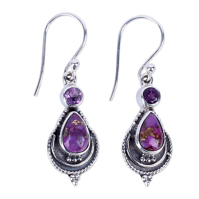 #ad Crystal Earrings Women Purple Turquoise Jewelry Gift Fashion Retro Silver Purple C $2.18