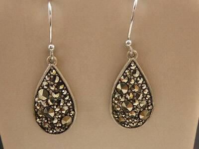 #ad SLC Marcasite Pear Shaped Sterling Dangle Earrings $25.00
