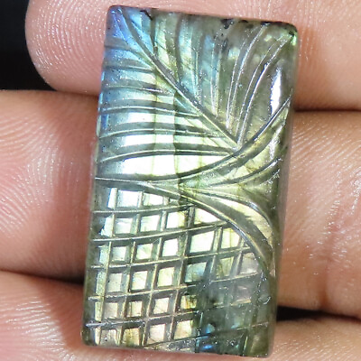 #ad 34.80 Cts 100% Natural Labradorite Carved Cushion Shape Gemstone Jewelry gm 54 $10.67
