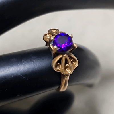 #ad Antique Victorian 14K High Dome Amethyst Gemstone Ring Size 4.75 $225.00