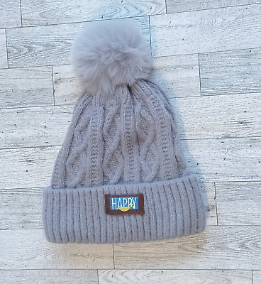 #ad Women Winter Thermal Knit Beanie Hat Gray Fleece Lined $8.00