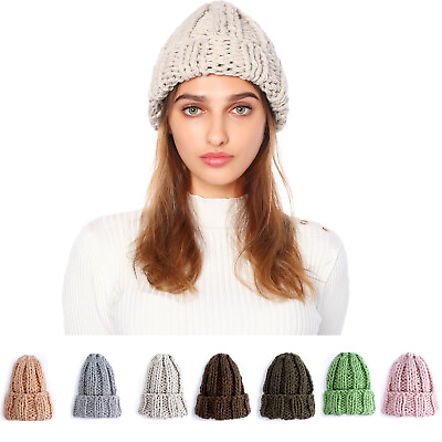 #ad Womens Slouchy Beanie Winter Hat Cable Knit Ski Hats Warm Chunky Knitted Cap $5.49