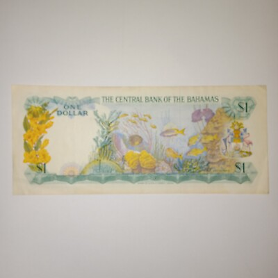 #ad World Bank Note 1974 Bahamas Islands 1 Dollar Beautiful Ocean Underwater $20.44