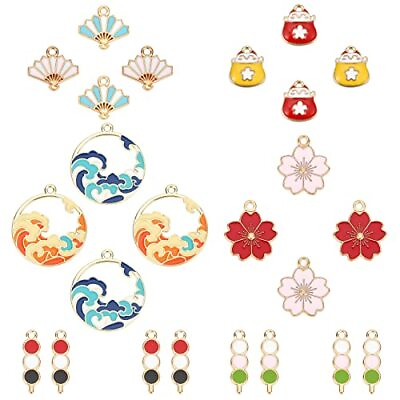 #ad 1 Box 40Pcs 5 Styles Assorted Colorful Enamel Alloy Pendant Charms Golden Pla... $22.84