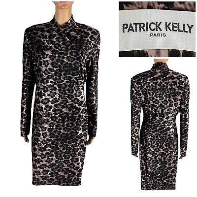 #ad Patrick Kelly Leopard Print Dress Size 10 Sexy Vintage 1980s Velvet Fabric Rare $1111.00