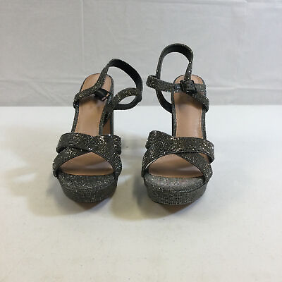 #ad Maripe Womens Leilani Black Pewter Rhinestone Chunky Platform Heel Size US 9 M $72.24