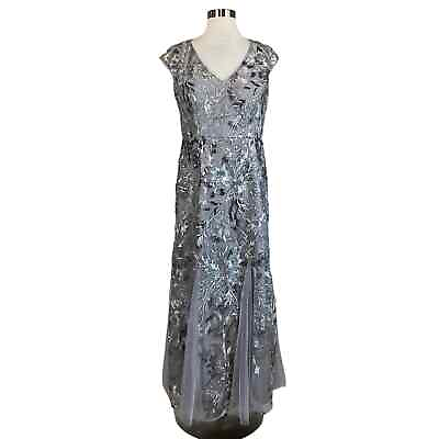 #ad Alex Evenings Women#x27;s Formal Dress Size 6P Silver Sequined Long Evening Gown $69.99