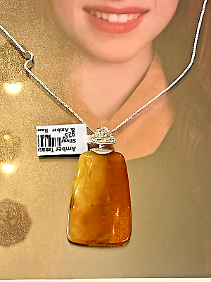 #ad Genuine Baltic Amber Necklace Vintage Butterscotch Egg Yolk Polish Silver 老琥珀 $58.45