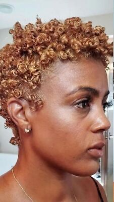 #ad Synthetic Short Brown Curly Wigs for Black Women Afro Pixie Cut None Lace Wigs $14.87