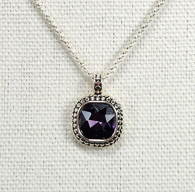 #ad Purple Pendant Necklace Silver Tone GV9 Rolo Chain 16.5quot; Jewelry $11.69