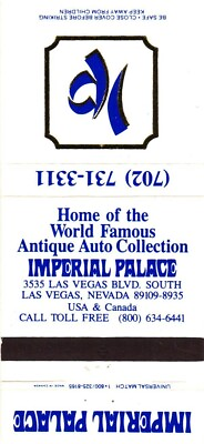 #ad Las Vegas Nevada Imperial Palace Home of Antique Auto Vintage Matchbook Cover $9.99