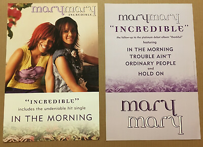 #ad MARY MARY Rare 2002 DOUBLE SIDED PROMO POSTER FLAT For Incredible CD 12x18 MINT $29.99