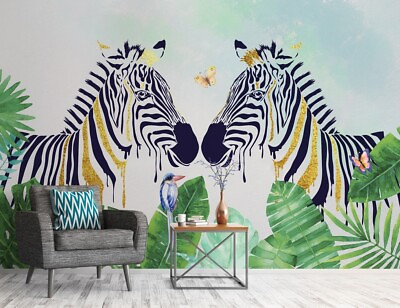 #ad 3D Zebra Butterfly ZHUA15676 Wallpaper Wall Murals Removable Self adhesive Amy AU $379.99